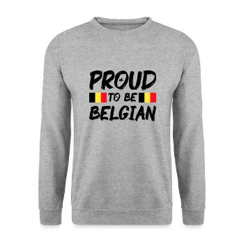 Belgien Flagge Vintage Belgische Fahne Used Look - Unisex Pullover - Weißgrau meliert - Vorne - Alina (178cm) & Michal (187cm)