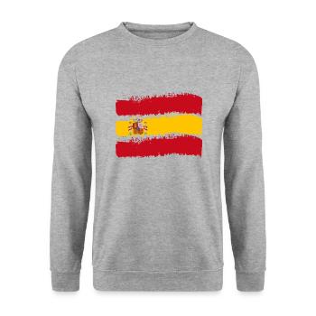 Spain Flag Vintage Spanish Flag Distressed Look - Unisex Sweatshirt - salt & pepper - Front - Alina (178cm) & Michal (187cm)