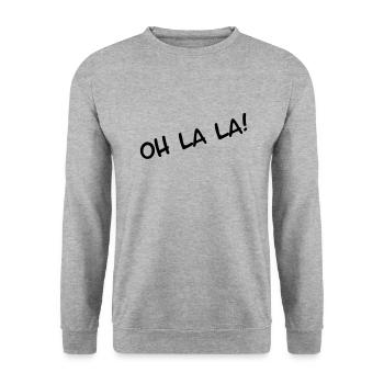 oh la la joy exclamation - Unisex Sweatshirt - salt & pepper - Front - Alina (178cm) & Michal (187cm)