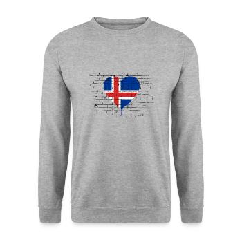 Drapeau de l’Islande Drapeau islandais vintage Look utilisé - Sweat-shirt Unisexe - gris chiné - Devant - Alina (178cm) & Michal (187cm)