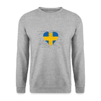 Schweden Flagge Skandinavien Schwedische Fahne - Unisex Pullover - Weißgrau meliert - Vorne - Alina (178cm) & Michal (187cm)