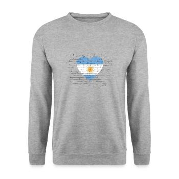 Drapeau de l’Argentine Amérique du Sud Drapeau de l’Argentine - Sweat-shirt Unisexe - gris chiné - Devant - Alina (178cm) & Michal (187cm)