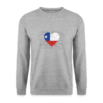 Chili Drapeau Amérique du Sud Drapeau chilien Vintage - Sweat-shirt Unisexe - gris chiné - Devant - Alina (178cm) & Michal (187cm)