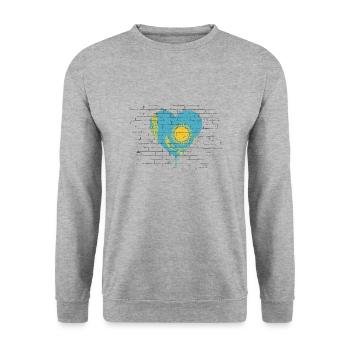 Drapeau du Kazakhstan Drapeau du Kazakhstan - Sweat-shirt Unisexe - gris chiné - Devant - Alina (178cm) & Michal (187cm)