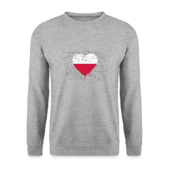 Pologne Drapeau utilisé Look Polska Drapeau polonais - Sweat-shirt Unisexe - gris chiné - Devant - Alina (178cm) & Michal (187cm)
