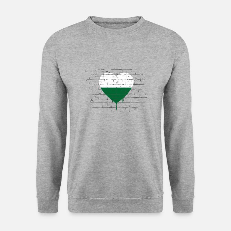 Sachsen Flagge Sächsische Fahne Ossi Urlaub SN - Unisex Pullover - Weißgrau meliert