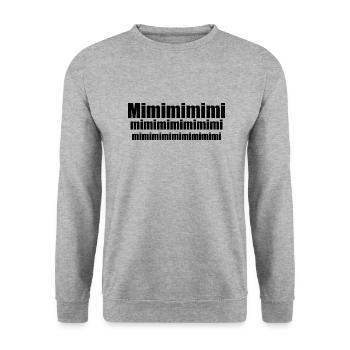 Mimimimi Spruch in schwarz - Geschenkidee - Unisex Pullover - Weißgrau meliert - Vorne - Alina (178cm) & Michal (187cm)