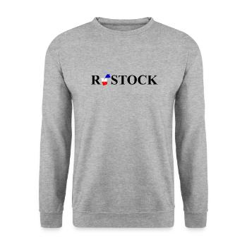 Rostock Schriftzug mit Stadtkarte im Stadtnamen - Unisex Pullover - Weißgrau meliert - Vorne - Alina (178cm) & Michal (187cm)