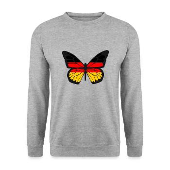 Deutschland Flagge Deutsche Fahne Used Look Heimat - Unisex Pullover - Weißgrau meliert - Vorne - Alina (178cm) & Michal (187cm)