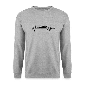 Heartbeat Formula Racing Car Motorsport Racing Driver - Unisex Sweatshirt - salt & pepper - Front - Alina (178cm) & Michal (187cm)