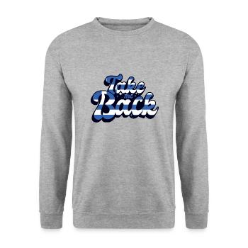 Griechenland Flagge Hellas Athen Griechische Fahne - Unisex Pullover - Weißgrau meliert - Vorne - Alina (178cm) & Michal (187cm)