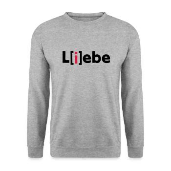 Liebe L(i)ebe L[i]ebe Love | Valentinstag Geschenk - Unisex Pullover - Weißgrau meliert - Vorne - Alina (178cm) & Michal (187cm)