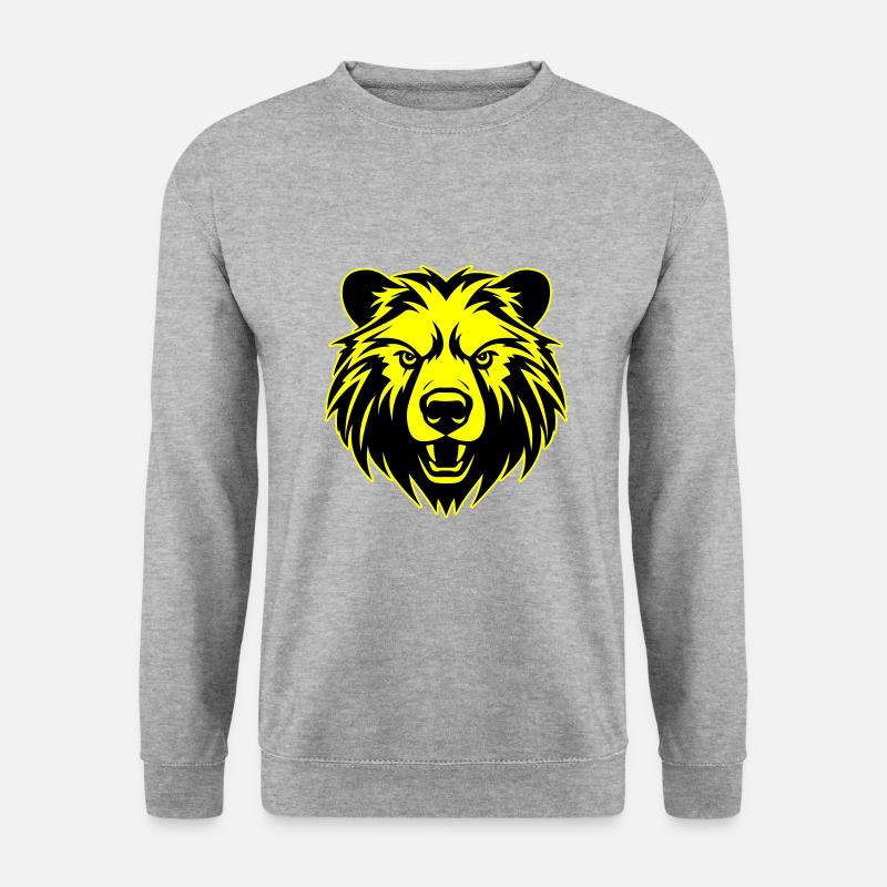 Bär Kopf - Unisex Pullover - Weißgrau meliert