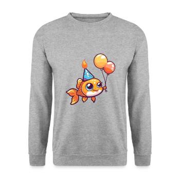 Poisson rouge anniversaire bébé - Sweat-shirt Unisexe - gris chiné - Devant - Alina (178cm) & Michal (187cm)