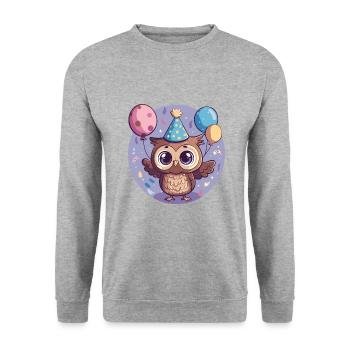 Owl Birthday Baby - Unisex Sweatshirt - salt & pepper - Front - Alina (178cm) & Michal (187cm)