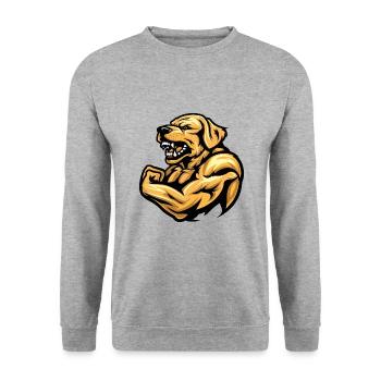 Golden Retriever Hund Muskeln Fitness - Unisex Pullover - Weißgrau meliert - Vorne - Alina (178cm) & Michal (187cm)