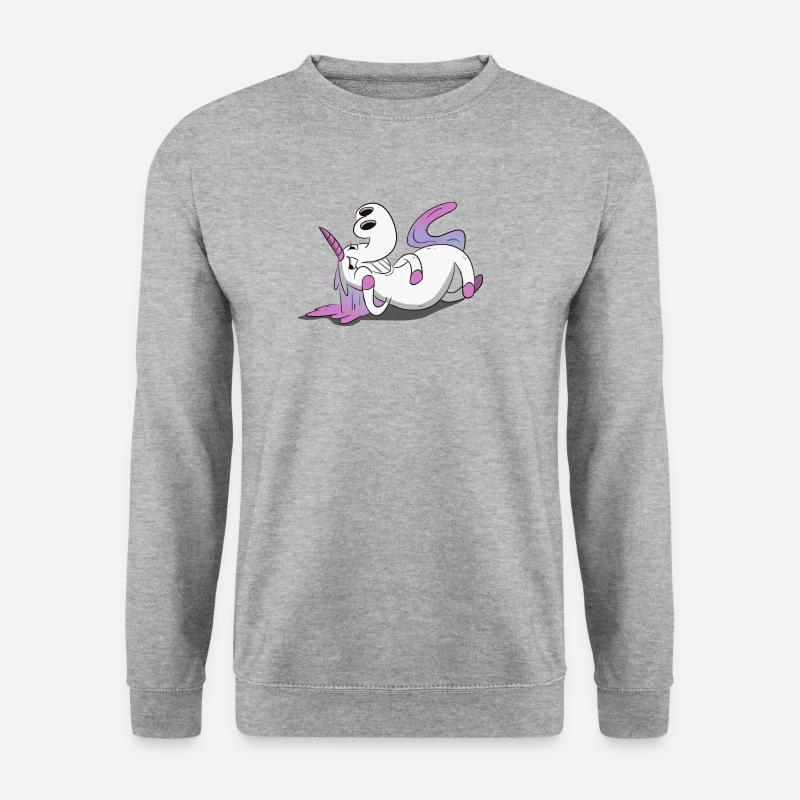 Unicorn / Einhorn - schmeicheln - Unisex Pullover - Weißgrau meliert