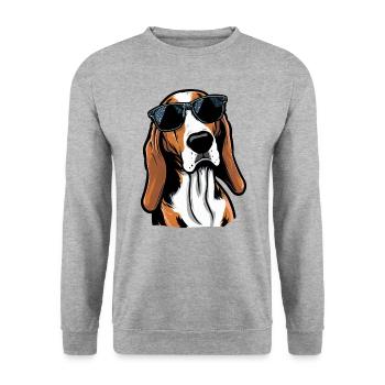 Australian Foxhound Wearing Sunglasses Canine Pets - Unisex Sweatshirt - salt & pepper - Front - Alina (178cm) & Michal (187cm)