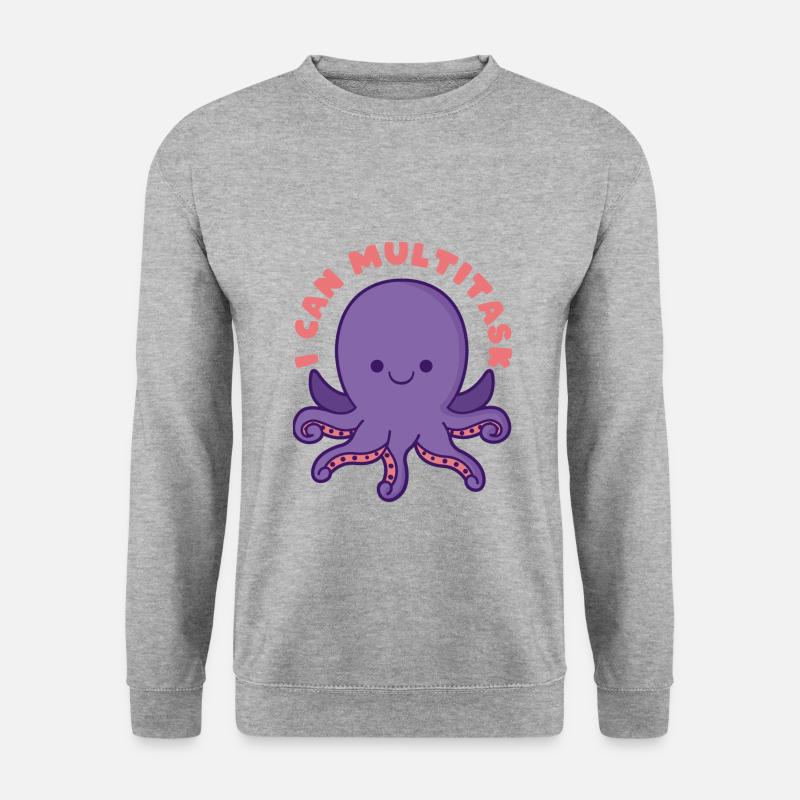 I can multitask Oktopus - Unisex Pullover - Weißgrau meliert