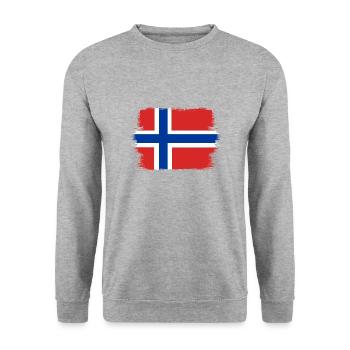 Norwegen Flagge Skandinavien Norwegische Fahne - Unisex Pullover - Weißgrau meliert - Vorne - Alina (178cm) & Michal (187cm)