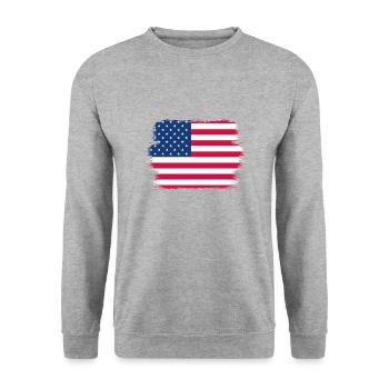USA Flagge Amerika Fahne Stars & Stripes Patriot - Unisex Pullover - Weißgrau meliert - Vorne - Alina (178cm) & Michal (187cm)