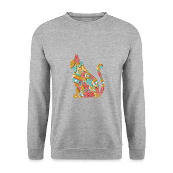 Cat Domestic Cat Shorthair Maine Coon Christmas - Unisex Sweatshirt - salt & pepper - Front - Alina (178cm) & Michal (187cm)