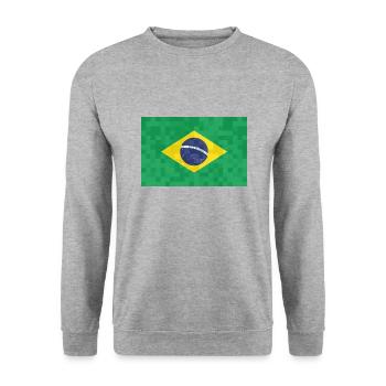 Brasilien Flagge Brasilianische Fahne Südamerika - Unisex Pullover - Weißgrau meliert - Vorne - Alina (178cm) & Michal (187cm)