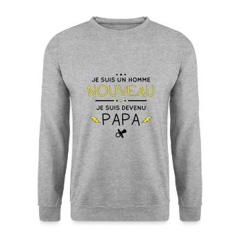 Je suis un homme nouveau - Je suis devenu papa - Sweat-shirt Unisexe - gris chiné - Devant - Alina (178cm) & Michal (187cm)