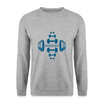 Bodybuilding - Gewichtheben - Fitness - Workout - Unisex Pullover - Weißgrau meliert - Vorne - Alina (178cm) & Michal (187cm)