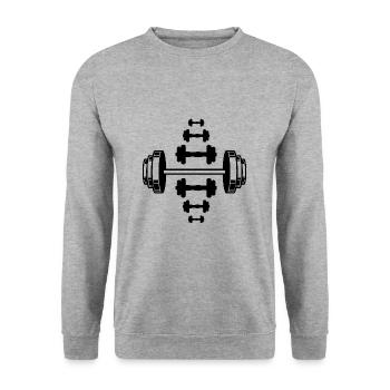 Bodybuilding - Gewichtheben Fitness Workout Gym - Unisex Pullover - Weißgrau meliert - Vorne - Alina (178cm) & Michal (187cm)