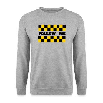 Follow me - Airport Car - Unisex Pullover - Weißgrau meliert - Vorne - Alina (178cm) & Michal (187cm)