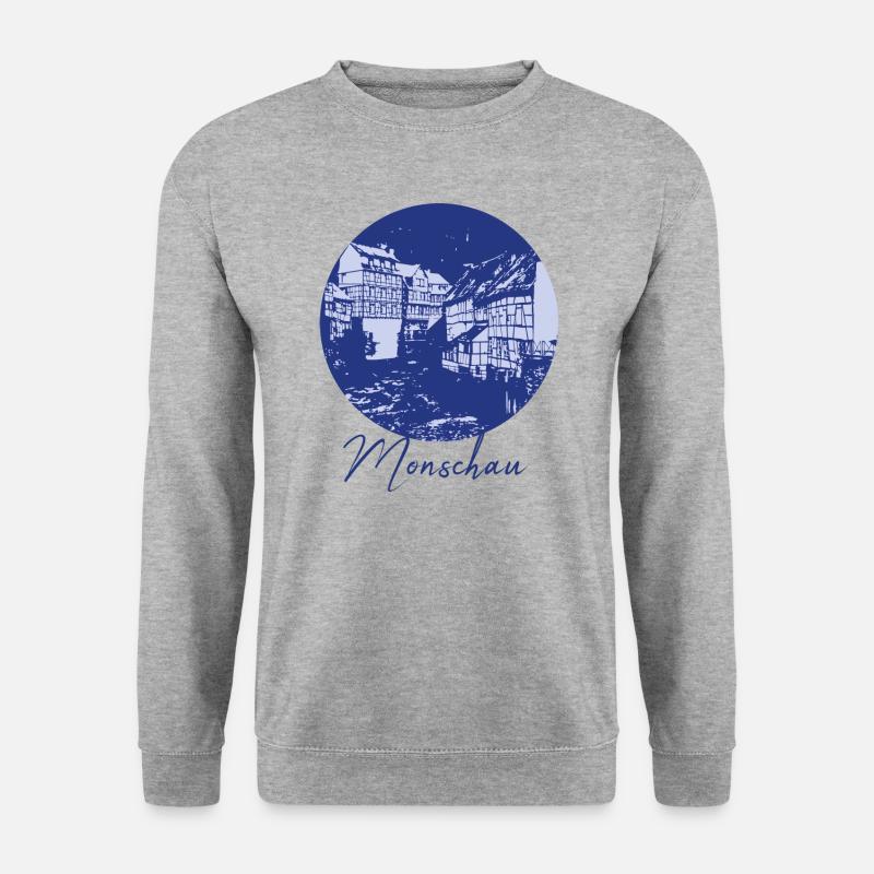 Monschau,skyline,stadt,kreis,blauer kreis,lila - Unisex Pullover - Weißgrau meliert