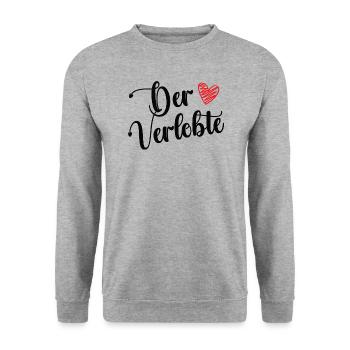 Der Verlobte Freund Verlobung Verlobter Bräutigam - Unisex Pullover - Weißgrau meliert - Vorne - Alina (178cm) & Michal (187cm)