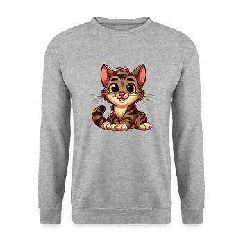 Katze Tiger 2 - Unisex Pullover - Weißgrau meliert - Vorne - Alina (178cm) & Michal (187cm)