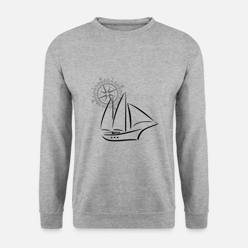 Compass and sailing ship - Unisex Sweatshirt - salt & pepper