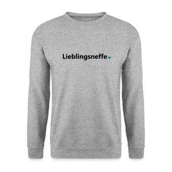 Lieblingsneffe bester Neffe Welt Spruch Geschenk - Unisex Pullover - Weißgrau meliert - Vorne - Alina (178cm) & Michal (187cm)