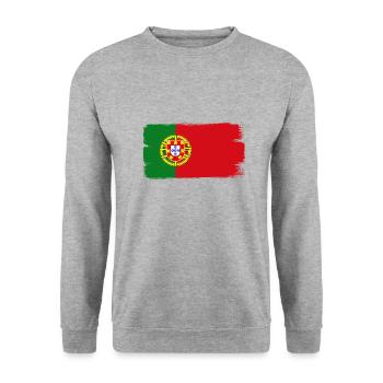Portugal Flag Used Look Portuguese Flag - Unisex Sweatshirt - salt & pepper - Front - Alina (178cm) & Michal (187cm)