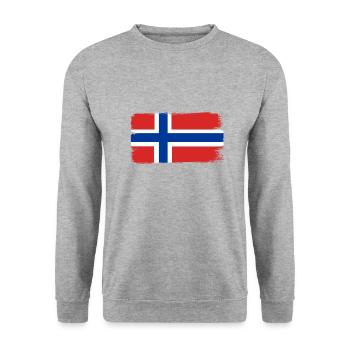Norwegen Flagge Skandinavien Norwegische Fahne - Unisex Pullover - Weißgrau meliert - Vorne - Alina (178cm) & Michal (187cm)