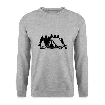 Camping - Unisex Pullover - Weißgrau meliert - Vorne - Alina (178cm) & Michal (187cm)