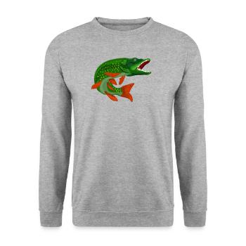 Hecht, Hecht - Unisex Pullover - Weißgrau meliert - Vorne - Alina (178cm) & Michal (187cm)