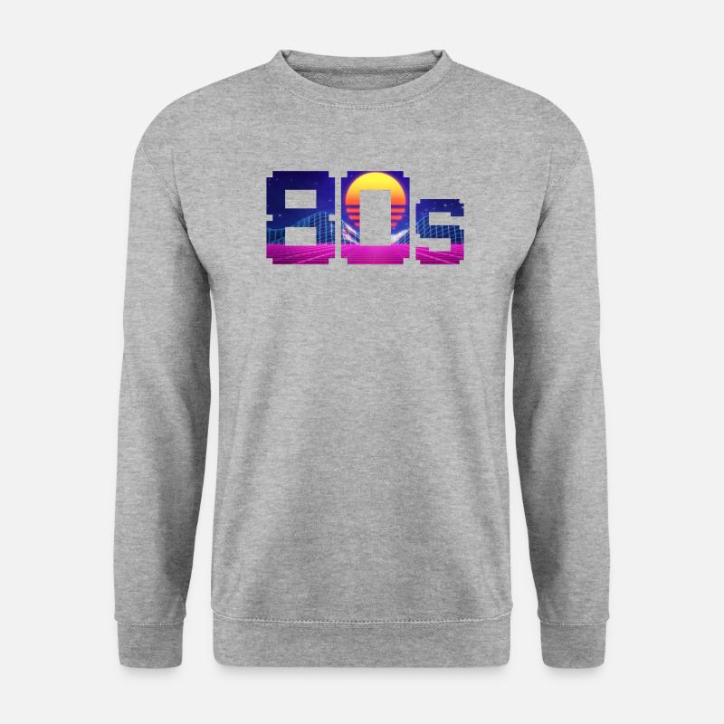 80er Jahre Vaporwave - Unisex Pullover - Weißgrau meliert