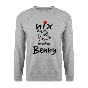 Nicht's ohne Hund Benny - Unisex Pullover - Weißgrau meliert - Vorne - Alina (178cm) & Michal (187cm)