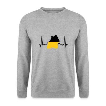 Baden Wurttemberg Heartbeat Flag Stuttgart Pulse - Unisex Sweatshirt - salt & pepper - Front - Alina (178cm) & Michal (187cm)