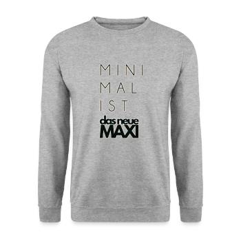 Minimalist - Minimalismus ist das neue MAXI - Unisex Pullover - Weißgrau meliert - Vorne - Alina (178cm) & Michal (187cm)
