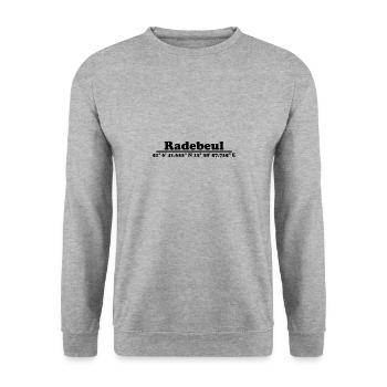Radebeul Koordinaten - Unisex Pullover - Weißgrau meliert - Vorne - Alina (178cm) & Michal (187cm)