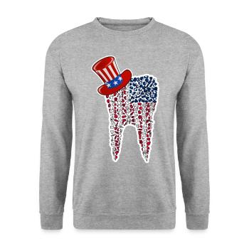 Zahnarzt Zahnarzthelferin Amerika Hut I Geschenk - Unisex Pullover - Weißgrau meliert - Vorne - Alina (178cm) & Michal (187cm)