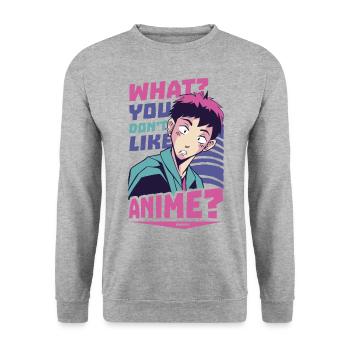 I Love Anime - Unisex Sweatshirt - salt & pepper - Front - Alina (178cm) & Michal (187cm)