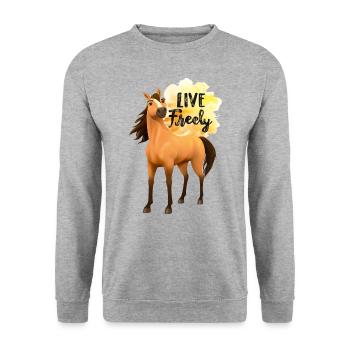 Spirit - Live Freely - Sweat-shirt Unisexe - gris chiné - Devant - Alina (178cm) & Michal (187cm)
