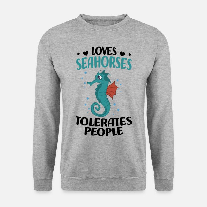 Seepferdchen - Unisex Pullover - Weißgrau meliert