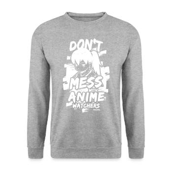 I Love Anime - Unisex Sweatshirt - salt & pepper - Front - Alina (178cm) & Michal (187cm)